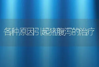 各种原因引起猪腹泻的治疗