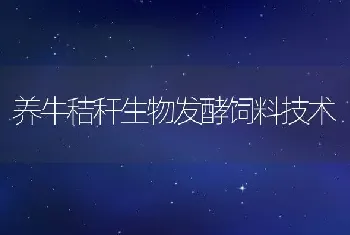 养牛秸秆生物发酵饲料技术