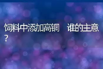 饲料中添加高铜谁的主意？