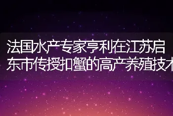 法国水产专家亨利在江苏启东市传授扣蟹的高产养殖技术