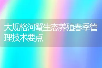 大规格河蟹生态养殖春季管理技术要点