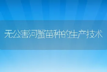 无公害河蟹苗种的生产技术