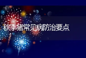 秋季猪常见病防治要点