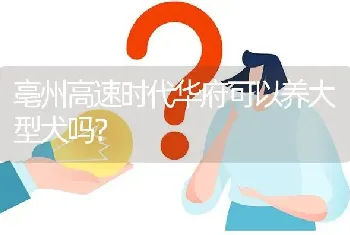 亳州高速时代华府可以养大型犬吗？