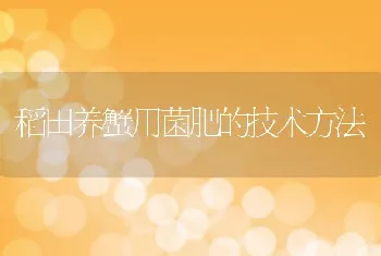 稻田养蟹用菌肥的技术方法