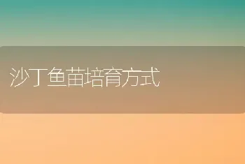 沙丁鱼苗培育方式