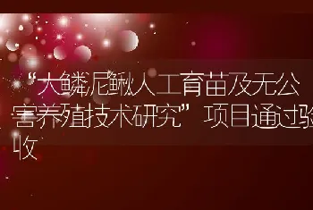 大鳞泥鳅人工育苗及无公害养殖技术研究项目通过验收