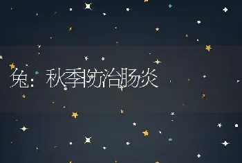 兔:秋季防治肠炎