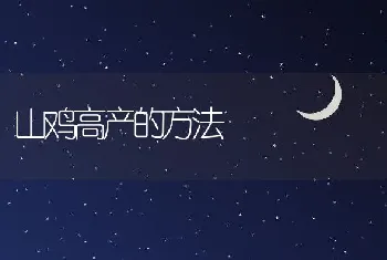 山鸡高产的方法