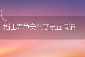 稻田养鱼安全度夏五措施