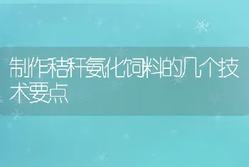 制作秸秆氨化饲料的几个技术要点