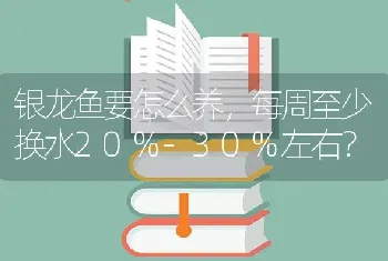 银龙鱼要怎么养，每周至少换水20%-30%左右？