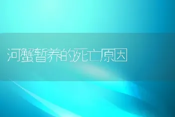 河蟹暂养的死亡原因