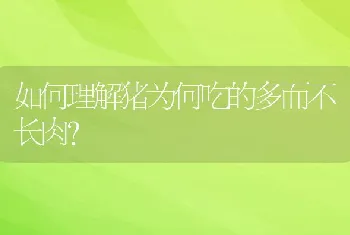 如何理解猪为何吃的多而不长肉？