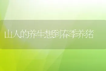 由人的养生想到春季养猪