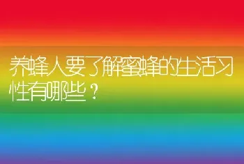 养蜂人要了解蜜蜂的生活习性有哪些？