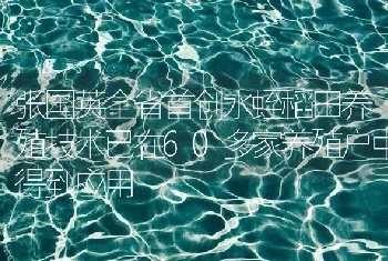 张国英全省首创水蛭稻田养殖技术已在60多家养殖户中得到应用