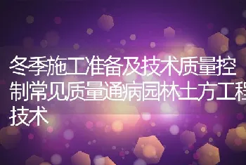 冬季施工准备及技术质量控制常见质量通病园林土方工程技术