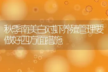 秋季南美白对虾养殖管理要做好四方面措施