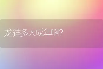 龙猫多大成年啊？