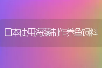 日本使用海藻制作养鱼饲料