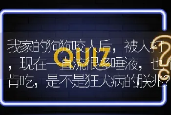 我家的狗狗咬人后，被人打，现在一直流很多唾液，也不肯吃，是不是狂犬病的朕兆？