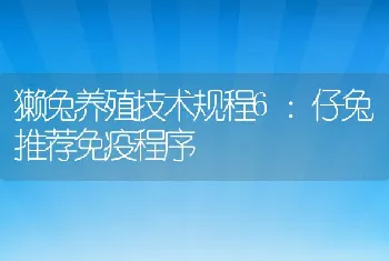 獭兔养殖技术规程6：仔兔推荐免疫程序