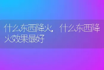 什么东西降火，什么东西降火效果最好