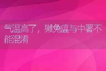 气温高了，獭兔瘟与中署不能混淆