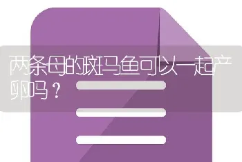 两条母的斑马鱼可以一起产卵吗？