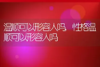 温顺可以形容人吗，性格温顺可以形容人吗