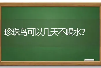 珍珠鸟可以几天不喝水？