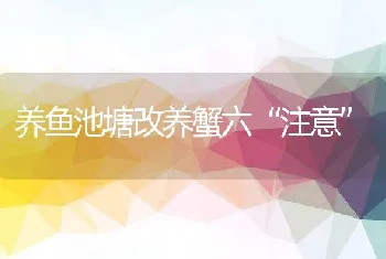 养鱼池塘改养蟹六注意