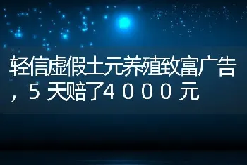 轻信虚假土元养殖致富广告，5天赔了4000元