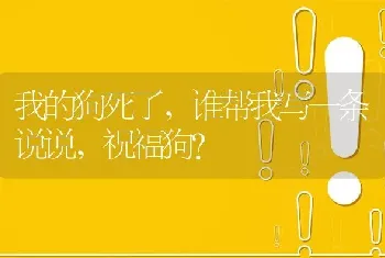 我的狗死了，谁帮我写一条说说，祝福狗？