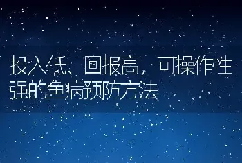 投入低、回报高，可操作性强的鱼病预防方法