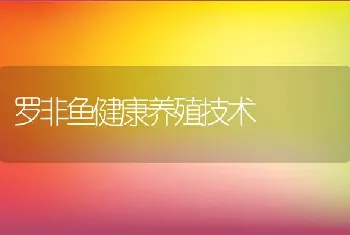 罗非鱼健康养殖技术