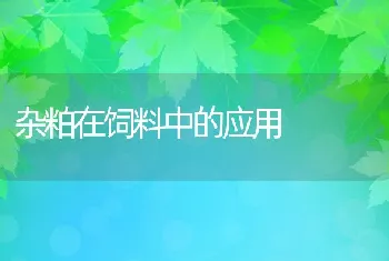 杂粕在饲料中的应用