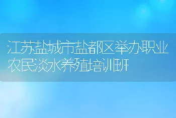 江苏盐城市盐都区举办职业农民淡水养殖培训班