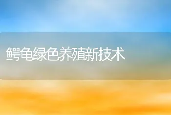 鳄龟绿色养殖新技术