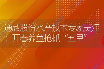 通威股份水产技术专家吴江：开春养鱼抢抓五早