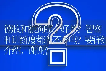 德牧和狼狗哪个好养？智商和训练度都差不多吗？要详细介绍，谢谢？