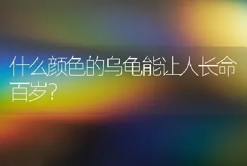 什么颜色的乌龟能让人长命百岁？