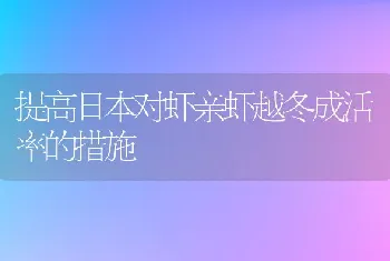 提高日本对虾亲虾越冬成活率的措施