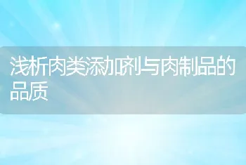 浅析肉类添加剂与肉制品的品质