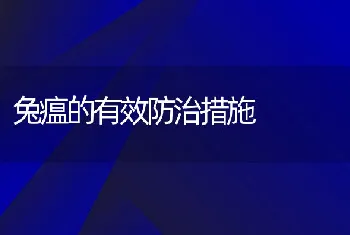 兔瘟的有效防治措施