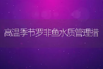 高温季节罗非鱼水质管理措