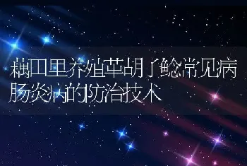 藕田里养殖革胡子鲶常见病肠炎病的防治技术