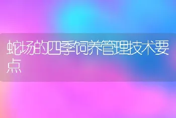 蛇场的四季饲养管理技术要点