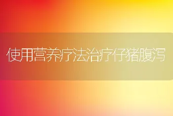 使用营养疗法治疗仔猪腹泻